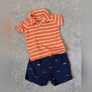 Carter's Polo Shirt with Shorts- Cars- Infant Boys- 6 Month- Outfit